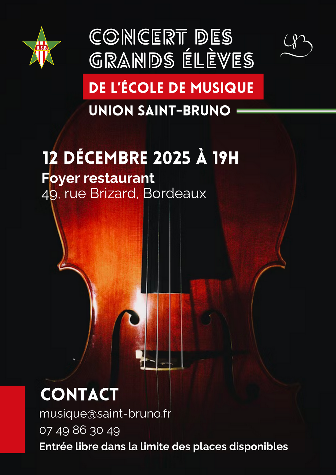CONCERT DES GRANDS ELEVES VENDREDI 12 DECEMBRE